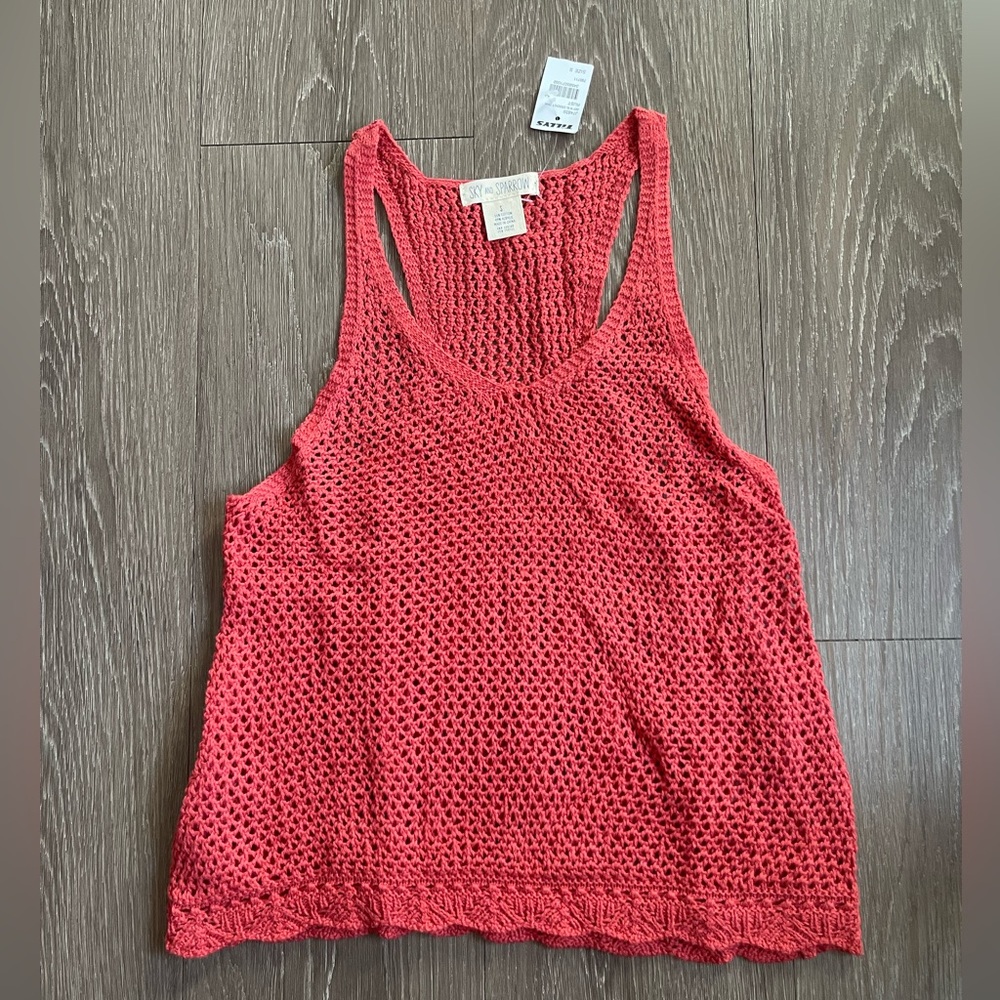 Tilly's SKY AND SPARROW Crochet Rust Tank Top